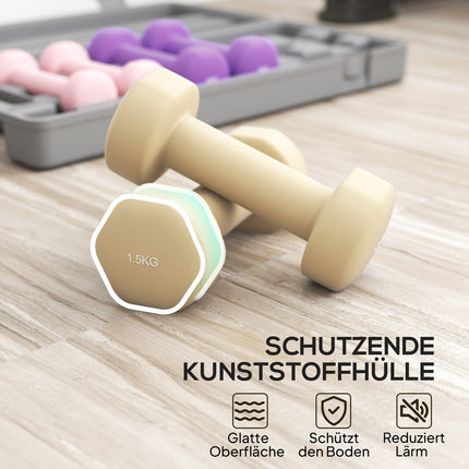 Adjustable Dumbbell Set with Case, 6 Pairs: 0.5kg to 1.5kg