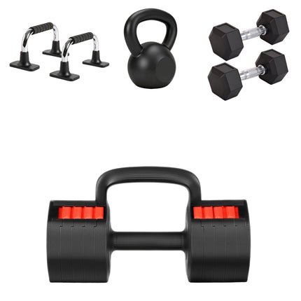 Adjustable Dumbbell with Push-Up & Kettlebell Functions