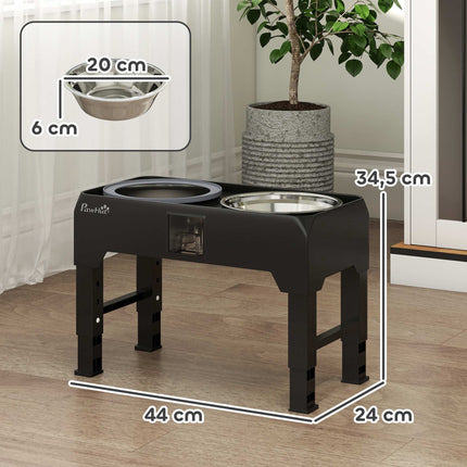 Adjustable Elevated Dog Bowl with 2 Stainless Steel Bowls