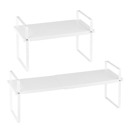 Adjustable Expandable 2-Tier Cabinet Shelf Organizer, White