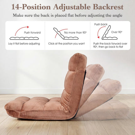 Adjustable Floor Chair, 14-Position, Flannel, Beige