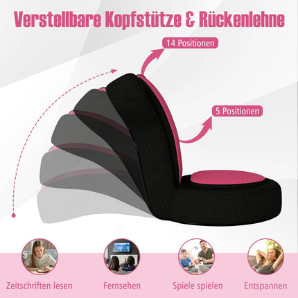Adjustable Floor Chair with Headrest & Backrest, Pink