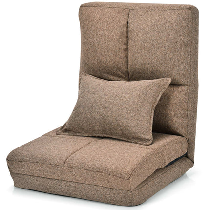 Adjustable Floor Chair with Soft Cushion, Brown, 6 Positions