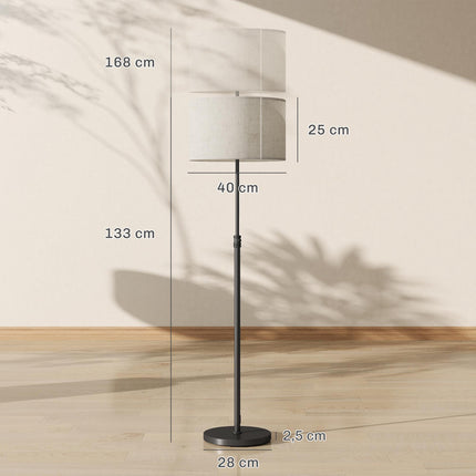 Adjustable Floor Lamp with Remote, Fabric Shade, Black