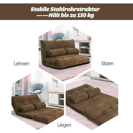 Adjustable Floor Sofa Chair, 180x98x18 cm, Coffee Brown
