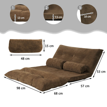 Adjustable Floor Sofa Chair, 180x98x18 cm, Coffee Brown