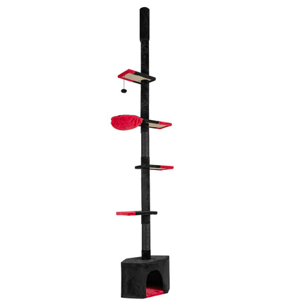 Adjustable Floor-to-Ceiling Cat Tree, 5 Levels, Black