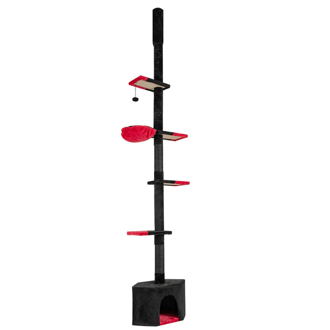 Adjustable Floor-to-Ceiling Cat Tree, 5 Levels, Black