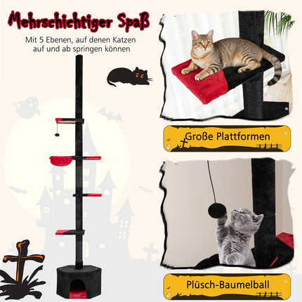 Adjustable Floor-to-Ceiling Cat Tree, 5 Levels, Black