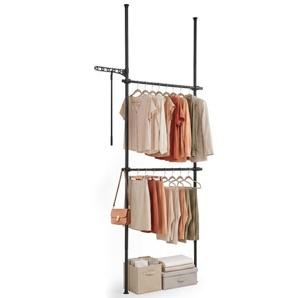 Adjustable Floor-to-Ceiling Clothes Rack, Black, 43.3"-124"