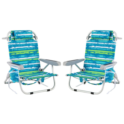 Adjustable Folding Beach Chairs Set of 2 – Blue & Green