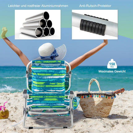 Adjustable Folding Beach Chairs Set of 2 – Blue & Green