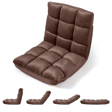 Adjustable Folding Floor Chair, Brown Coral Fleece