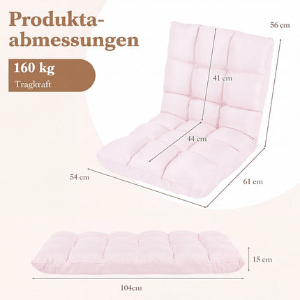 Adjustable Folding Gaming Sofa Chair, Light Pink Fabric