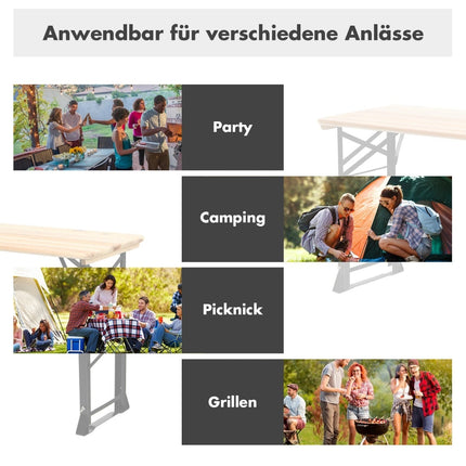 Adjustable Folding Wooden Picnic Table with Umbrella Hole