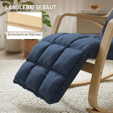 Adjustable Footrest Rocking Chair, Blue Birch Veneer