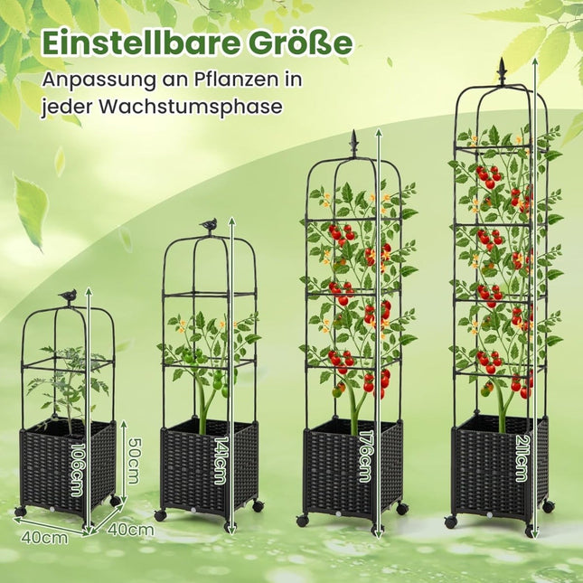 Adjustable Garden Trellis with Planter Box on Wheels