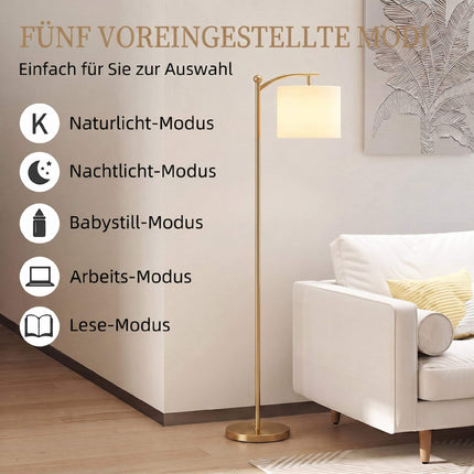 Adjustable Gold Metal Floor Lamp with Remote Control