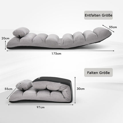 Adjustable Gray Recliner Chair – 175 x 55 x 20 cm, 5 Positions