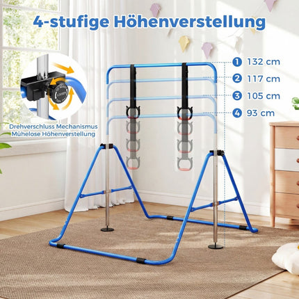Adjustable Gymnastics Bar for Kids, 4 Heights, Metal Frame