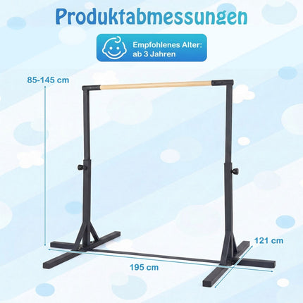 Adjustable Gymnastics Bar for Kids, 85-145 cm, 65 kg Capacity