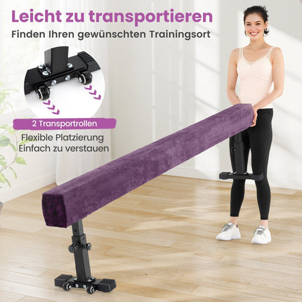 Adjustable Gymnastics Beam, 226 cm, 3 Heights, Purple