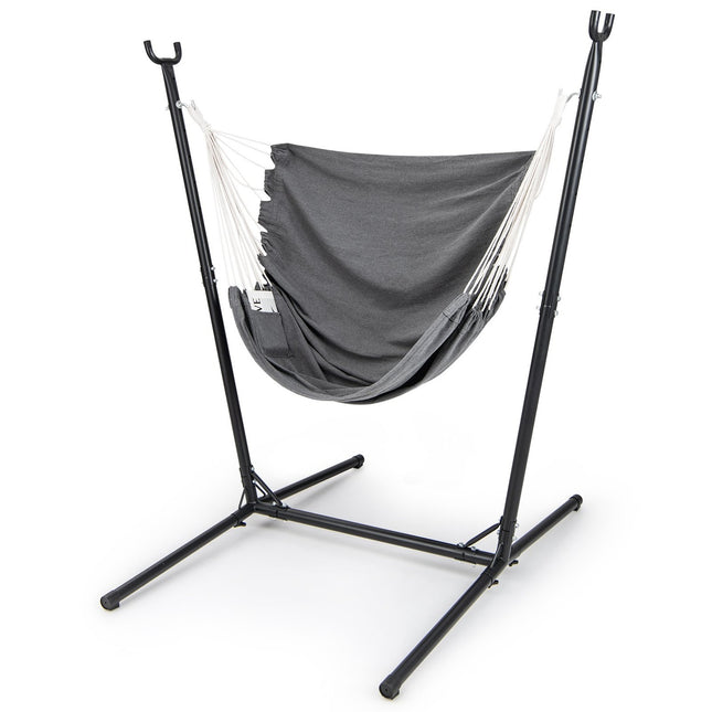 Adjustable Hanging Chair with Stand, Side Pocket, 120kg Capacity