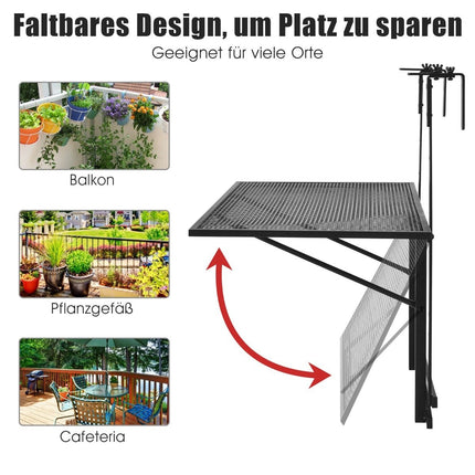 Adjustable Hanging Iron Shelf – 5 Heights, 60.5 x 48 cm, Black