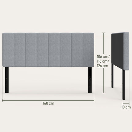 Adjustable Headboard with Metal Legs, Linen Look, 160 cm, Gray