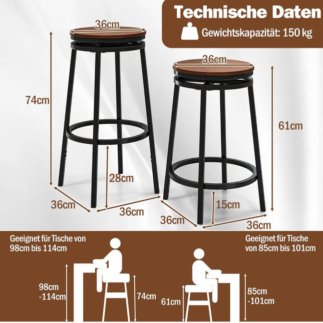 In hoogte verstelbare barkrukken, set van 2 - 360° draaibaar