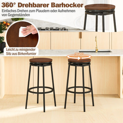 Adjustable Height Bar Stools, Set of 2 – 360 Swivel
