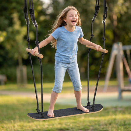 Adjustable Height Kids Skateboard Swing with Non-Slip Board