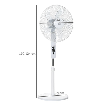 Adjustable Height Stand Fan with Remote, 3 Speeds, White