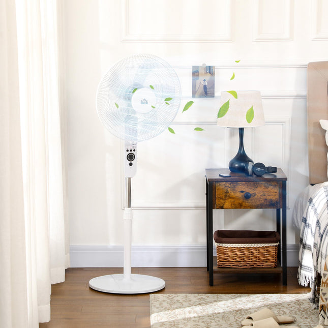 Adjustable Height Stand Fan with Remote, 3 Speeds, White