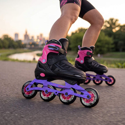 Adjustable Inline Skates, Pink, Size L 39-42, ABEC 7
