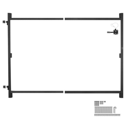 Adjustable Iron Gate Frame Kit, 36-60 In, Anti-Sag Latch