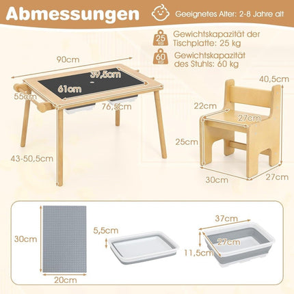 Adjustable Kids Activity Table with Reversible Top