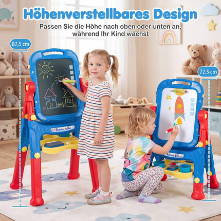 Adjustable Kids Art Easel with 4-in-1 Drawing Boards