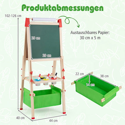 Adjustable Kids Art Easel with Magnetic Chalkboard & Whiteboard