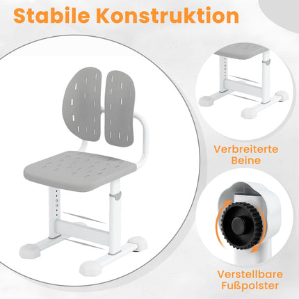 Adjustable Kids Desk Chair with Dual Backrest, Gray