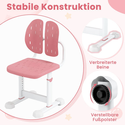 Adjustable Kids Desk Chair with Dual Backrest, Pink