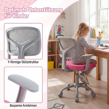Adjustable Kids Desk Chair with Lumbar Support – Pink