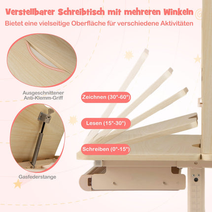 Adjustable Kids Desk with Shelf & Drawer – Pink