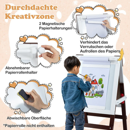 Adjustable Kids Easel & Chair Set with Chalkboard & Whiteboard