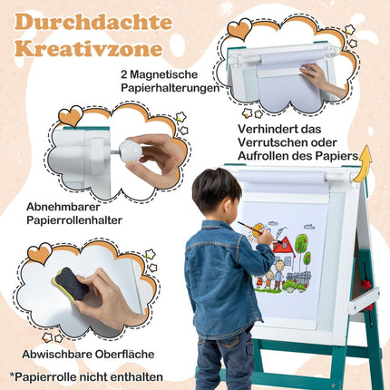 Adjustable Kids Easel with Chalkboard & Whiteboard Set
