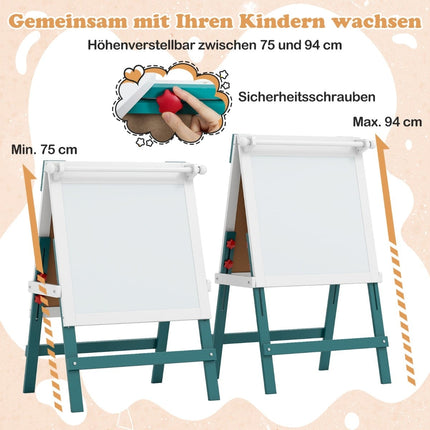 Adjustable Kids Easel with Chalkboard & Whiteboard Set