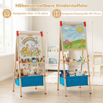 Adjustable Kids Easel with Magnetic Board & Chalkboard