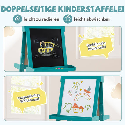Adjustable Kids Easel with Whiteboard & Chalkboard