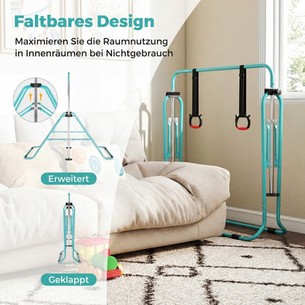 Adjustable Kids Gymnastics Bar, Metal Frame, Mint Green
