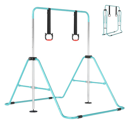 Adjustable Kids Gymnastics Bar, Metal Frame, Mint Green